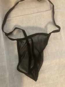 Men's Black Mesh See-Through Sexy Thong - Picture 1 of 6