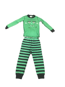 Hanna Anderson Kids 2 Piece Pajama Set Green With Halloween Face 100 Size 4 - Picture 1 of 3