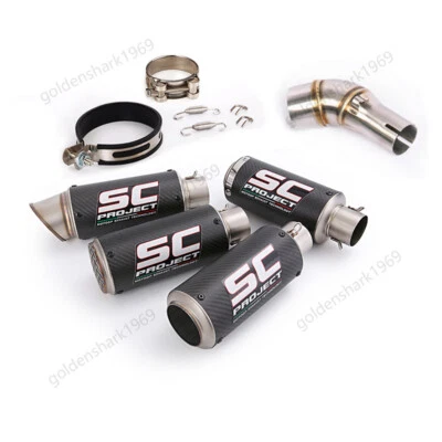 For Yamaha YZF R3 R25 MT-03 Exhaust System Mid Pipe Slip On 51mm Muffler Carbon Foto 1 de 4