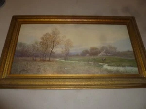 GERAHMT S.R. WRIGHT ORIGINAL AQUARELL SIGNIERT GEMÄLDE LANDSCHAFT BAUERNHAUS   - Bild 1 von 11