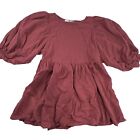 113-Audrey 3+1 Damska puchowa koszula z długim rękawem Sukienka Ciemnoróżowa Czerwona Rozmiar S Small