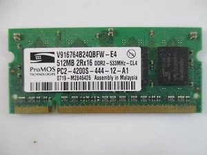 Ram Memory SO-DIMM 512 MB PC2-4200S PROMOS V916764B24QBFW-E4 Original - Picture 1 of 2