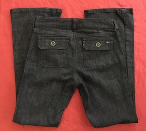 Hilfiger Denim Flap Pocket Bootcut Stretch Black Jeans Womens 2S Short Tommy  - Picture 1 of 9