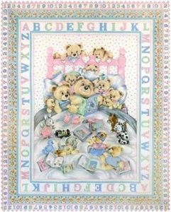 123 ABC III Bears Soft Animals Cotton Fabric Freedom By The Panel FAFF657-11 - Picture 1 of 1