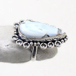 Sky Blue Larimar Gemstone 925 Sterling Silver Statement Ring-Mother's Day Gift - Picture 1 of 7