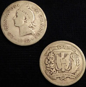 DOMINICAN REPUBLIC, 25 CENTAVOS 1952, SILVER. - Picture 1 of 1