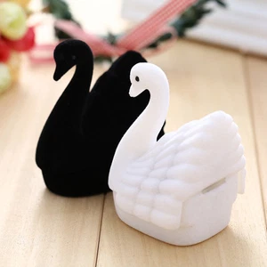 Velvet Swan Shape Ring Earring Necklace Jewelry Display Gift Box Organizer Case - Picture 1 of 11