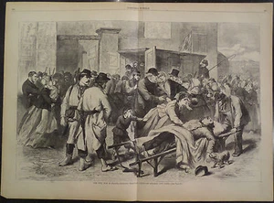 CIVIL WAR IN FRANCE BRINGING WOUNDED SOLDIERS INTO PARIS HARPER'S WEEKLY 1871 - Picture 1 of 2