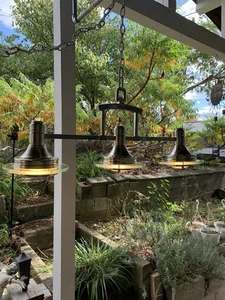 MCM Type Hanging 3 Light Counter Chandelier Brushed Nickel 32”W - Picture 1 of 5