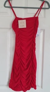 BNWT Women’s Red Ruched Bodycon Dress Size 6 - Picture 1 of 3