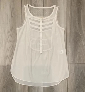Prinzessin Vera Wang Damen Bluse Tank Top ärmellos Spitze transparent Gr. XS elfenbein - Bild 1 von 8