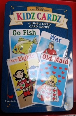 Kidz Cardz 4 Jumbo Size Card Games Go Fish War Old Maid Crazy 8s Age 4+ - Image 1 of 4