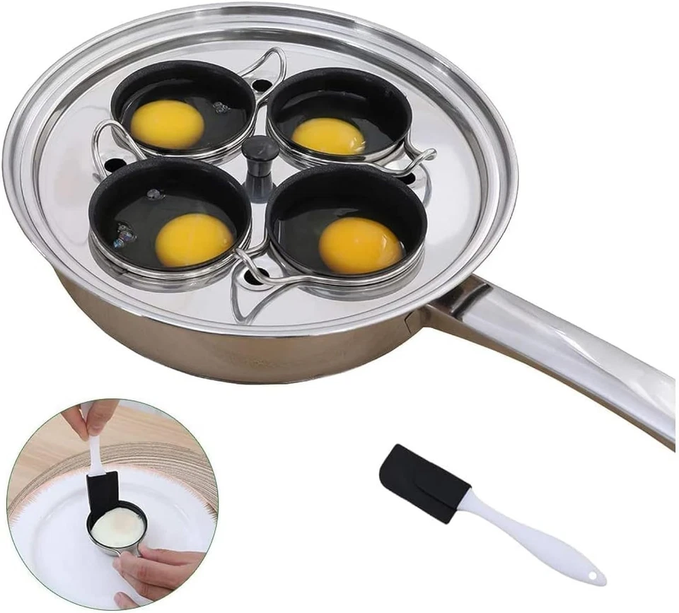 4 Cups Egg Poacher Pan - Stainless Steel Poached Egg Cooker – Induction  - Image 1 of 4