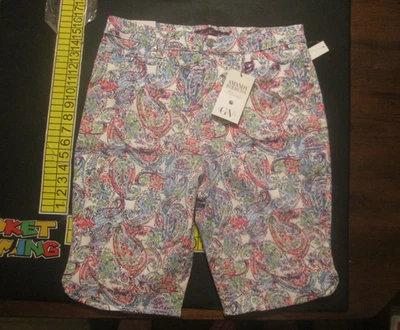 Bermudas Gloria Vanderbilt Amanda Vintage Blanco Cromático Paisley Pantalones Cortos Talla 14 Foto 1 de 4