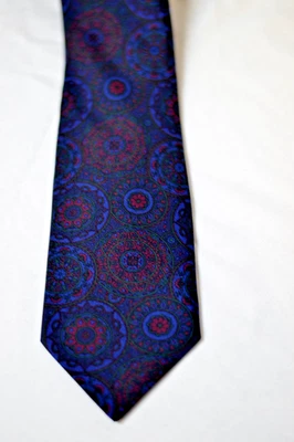 Corbata de seda Valentino Pietro Paris Roma paisley azul marino Foto 1 de 4