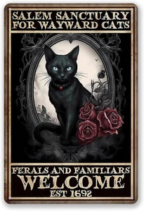 Gothic schwarze Katze Wanddeko - Vintage Hexerei Metallkunst,  - Bild 1 von 9