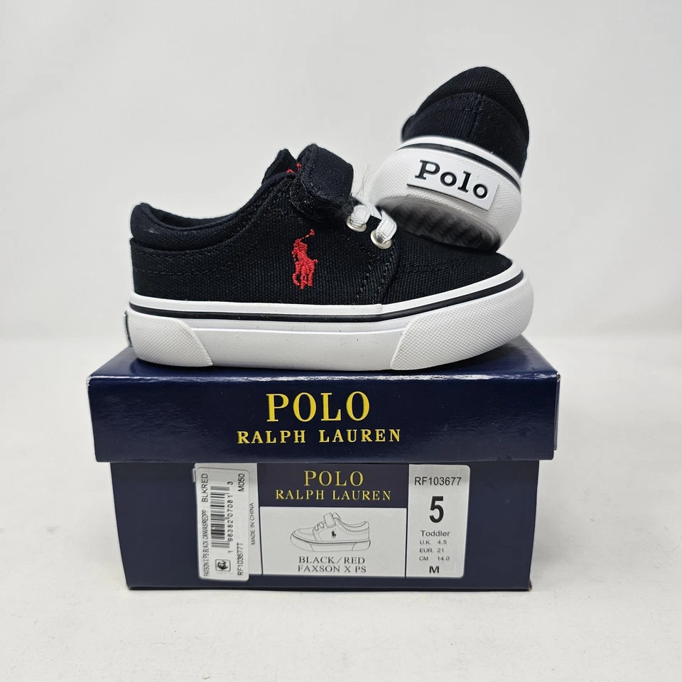 Polo Ralph Lauren Shoes Toddler Size 5 Black Red Faxson X PS Low Top - Image 1 of 4