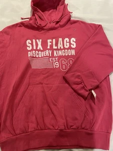 Six Flags Discovery Kingdom Pink Hoodie Sweatshirt Sz XL New w/tags - Picture 1 of 9