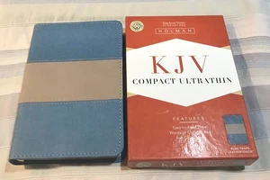 KJV Compact Ultrathin Bible, Blue/Taupe LeatherTouch by Holman Bible Publishers - Picture 1 of 8