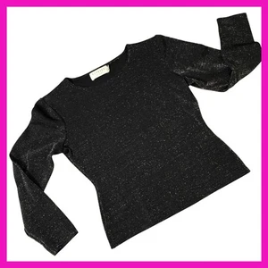 90's Vintage Express Tricot Sparkle Top Long Sleeve Shimmer Party Shirt - Picture 1 of 9