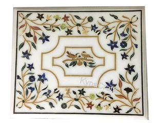 Marble Dining Table Top with Semi Precious Stones Inlay Garden Patio Table Top - Picture 1 of 6