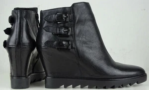 Botas de cuña ASH botas de cuero al tobillo botas medias negras talla 38 NUEVAS - Imagen 1 de 12