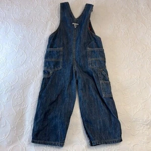 Salopette OSHKOSH B'GOSH rossa e marina a quadri foderata in flanella denim 24 mesi - Foto 1 di 6