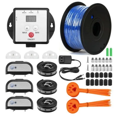 BRANDED Wireless Electric Dog Fence Pet Containment System Shock Collar For 1/2/3 Dogs