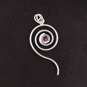 Morganite Gemstone 925 Sterling Silver Jewelry Handmade Pendant Engagement Gift - Picture 1 of 10