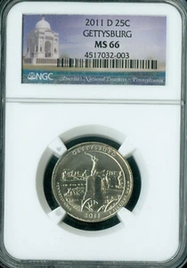 2011 D GETTYSBURG QUARTER NGC MS66 PQ BUSINESS STRIKE . - Picture 1 of 2