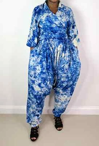 Mono holgado harén tie-dye azul y blanco de gran tamaño - Imagen 1 de 15