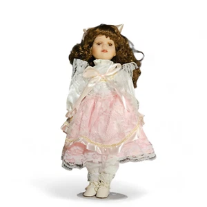 Emerald Doll Collection Porcelain Girl Doll Pink Dress Rich Imports Inc 15 Inch - Picture 1 of 14