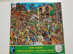 Comic Crowds Ol’ West Old Western Town 750 Pieces Jigsaw Puzzle 24”x18” New - Picture 1 of 8