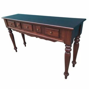 Solid Mahogany Wood Large Hall Table Colonial Style Console 5 Drawers PRE-ORDER - Picture 1 of 5