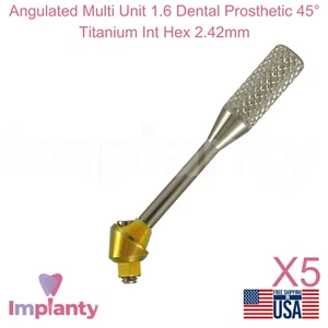 5x Winkel Multi Unit 1,6 Zahnprothese 45° Titan Int Sechskant 2,42 mm - Bild 1 von 5