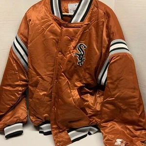 Vintage Chicago White Sox Starter Satin Bomber Jacket XL Orange 90's MLB Men’s - Picture 1 of 7