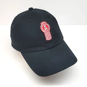 Unisex Kenworth Red Truck Logo on Black Hat/Ball Cap w/Adjustable Hook & Loop - Picture 1 of 10