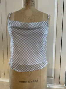 Cotton On Check Gray & White Strappy Sleeveless Top Women’s Size Small - Picture 1 of 7