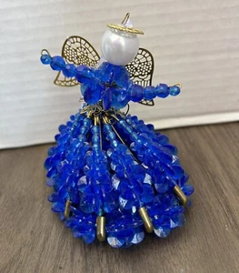 Pin de seguridad con cuentas hecho a mano Blue Angel adorno vintage - Imagen 1 de 5