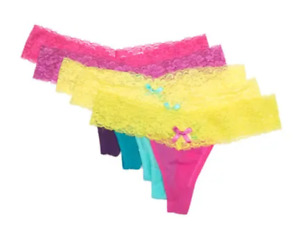 Honeydew Intimates Women's 5-Pack Mesh Thong, Multi Color Aqua, Size S/M
