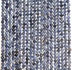 "Piedras preciosas de zafiro azul oscuro micro facetadas cuentas sueltas redondas de 15,5" - Imagen 1 de 4
