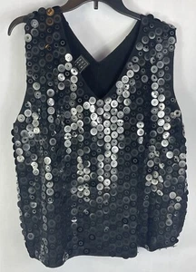 due per due Womens Black Large Sequin Tank Top Size 3X  - Picture 1 of 5