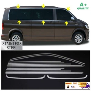 For VW T6 Transporter Chrome Window Frame 14 Pcs SHORT CHASSIS 2015-2019 Model - Picture 1 of 6