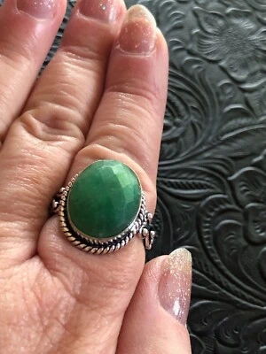 Ремесленник имитация граненый изумруд кольцо веревки безель размер 8 Рождественская вечеринка - Изображение 1 из 3