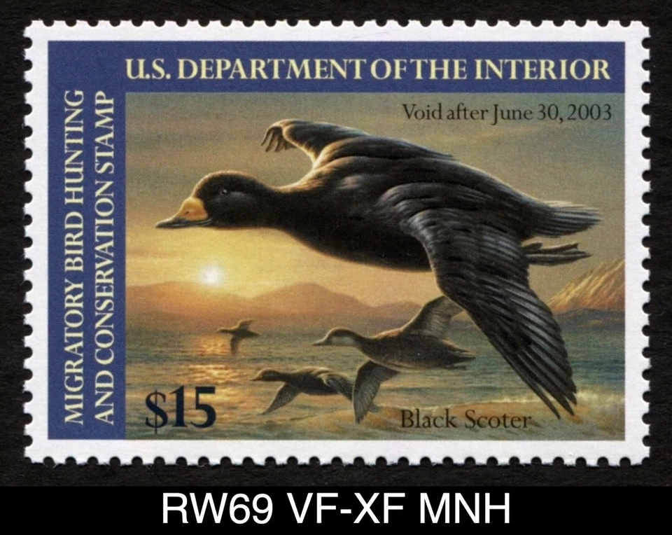 RW69 VF-XF MNH 2002 Black Scoters US Federal Duck Stamp Migratory Waterfowl - Image 1 of 3