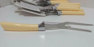 NEW Vintage Quikut Stainless Fork with Ivory Color Handles / USA - Picture 1 of 5