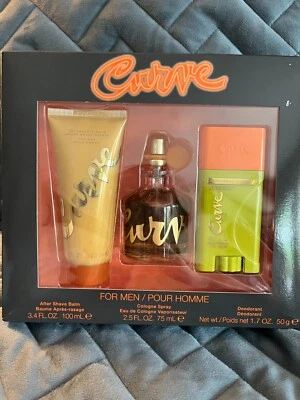 JUEGO DE REGALO CURVE PARA HOMBRE (BÁLSAMO PARA DESPUÉS DEL AFEITADO, SPRAY DE COLONIA 2,5 OZ, DESODORANTE) - NUEVO Foto 1 de 3