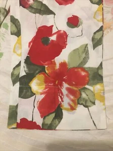 NWOT Newport News Size 8 100% Cotton White Floral Pattern Side Zip Pants - Picture 1 of 6