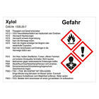 GHS Aufkleber Gefahrstoffetikett Xylol Folie 105 x 74 mm 100 Stck/Rolle