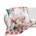Floral Pig Blanket For Girl Boys Pink Pig Gifts Pig Blanket For Couch Sofa Be...